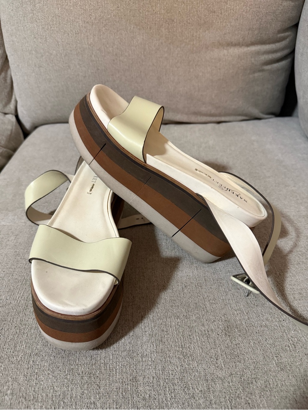 Naked Feet Pale Yellow Platform Slide Sandals